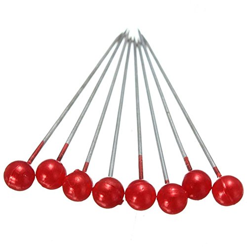 Wetco 800 Pcs 3.5 cm Round Pearl Head Pins Dressmaking Pins Corsage Florists Weddings Sewing Pin (Red)