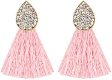 2018 Hot Sale! Paymenow Women's Stud Earrings Lovely Cute Jewelry Gifts Charms Oval Crystal Tassel Drop Earrings Jewelry Accessory (Pink)