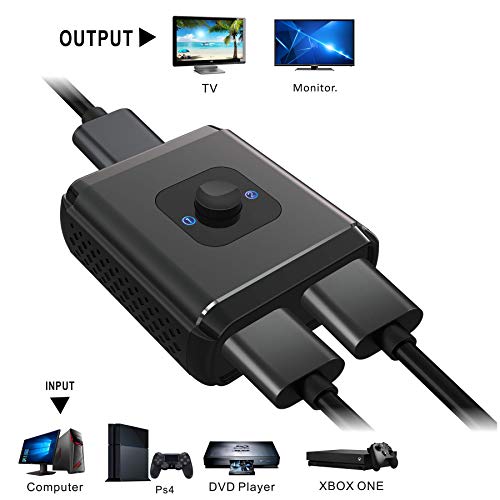 HDMI Switch HDMI Splitter, Wenter Aluminum HDMI Switcher Bidirectional 2 in 1 Out or 1 in 2 Out Manual HDMI Switcher Supports HD 4K 3D for HD TV/Blu-Ray Player/Fire Stick/Xbox / PS3 / PS4 - Thumbnail 3