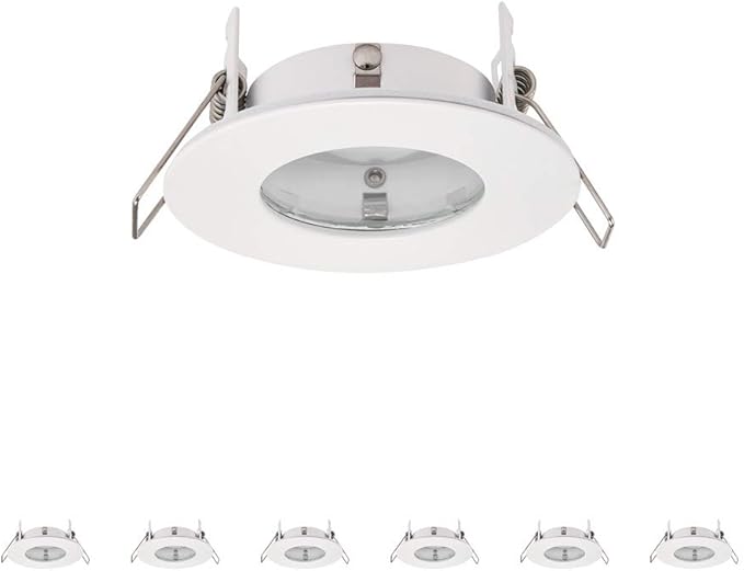 Fire Rated Downlights, Round Ultra Slim, Matt White Bathroom/Shower