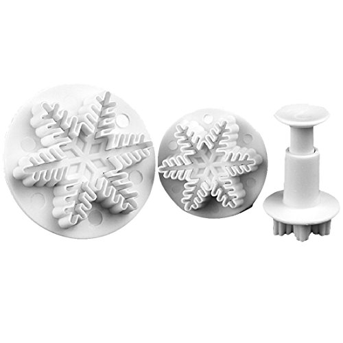 Joylive New 3 Pcs Snowflake Fondant Cake Decorating Plunger Sugarcraft Cutter Mold Tools Snow Flake Xmas Cookies