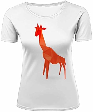Womens Novelty 3D Animal Printed Geometric Series O Neck Short Sleeve Casual Graphic Creative Summer T-shirts 2XL