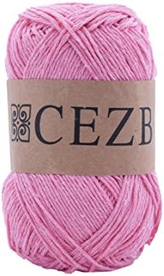 Solid Color 100% Real Cotton Yarn 3.5 Ounce (100 Gram) and 219 Yard (200 Meter) Single Ball (Pink)