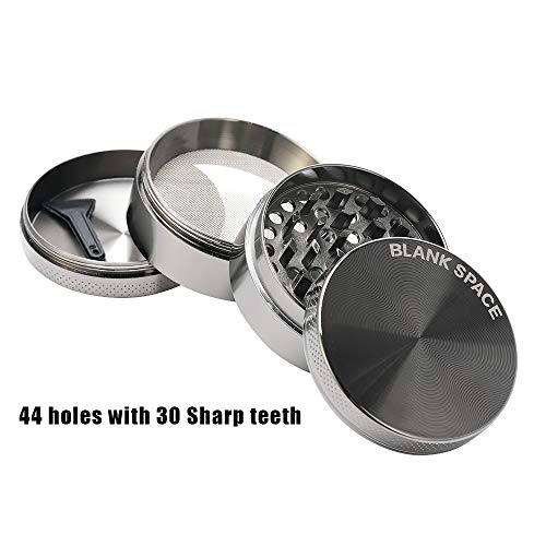 BLANKSPACE Grinder 4 Piece Herb Spice Grinder with Pollen Catcher 2 Inch, Gunmetal - Thumbnail 3