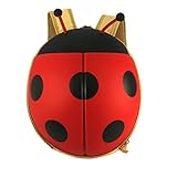 Kids Ladybug Backpack for Girls, Cute and Adorable with Free Drawstring Bag (Red)