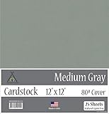 Medium Gray Cardstock - 12 x 12 inch - 80Lb Cover - 25 Sheets