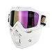 KKmoon Mortorcycle Mask Detachable Goggles and Mouth Filter for Open Face Helmet Motocross Ski Snowboard (White)