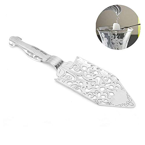 TEEPAO Absinthe Spoon, Original Gothic Absinthe Fountain Spoon Dripper for Absinthe Glasses Sugar Cube,Heat Resistance Stainless Steel Absinthe Spoon Cocktail Bar Scoop Filter Spoon(Silver)