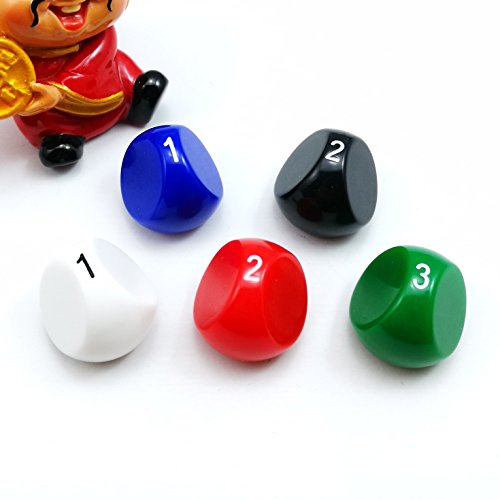 Bescon New Style Polyhedral Dice 3-sided Gaming Dice, D3 die, D3 dice, 3 Sides Dice, 3 Sided Cube, 5 Assorted Opaque Color