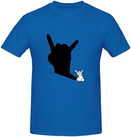 Lysac Rabbit Rock And Roll Hand Shadow Graphic T Shirts For Men O Neck Blue