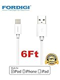 [Apple MFI Certified] FORDIGI® Lightning Cable 6.2ft (6 Feet) Extra Long 8 Pin to USB Sync/Charging Cable Cord for Apple iPhone 5 / 5s / 5c / 6 / 6 Plus, iPod 7, iPad Mini / Mini 2 / Mini 3, iPad 4 / iPad Air / iPad Air 2 (White)