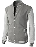 H2H Mens Slim Fit Varsity Baseball Jacket GRAY US S/Asia M (CMOJA083)