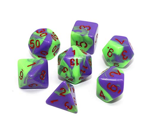HD DND Dice Set Purple & Green RPG Polyhedral Dice Fit Dungeons and Dragons(D&D) Pathfinder MTG Tabletop Role Playing Game 7-Die Dice Set
