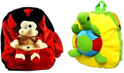 Blue Tree Soft Material School Bag for Kids Plush Backpack Cartoon Toy | Childrens Gifts Boy/Girl/Baby/ Decor School Bag for Kids(Age 2 to 6 Year) (Tortoise&Teddy)