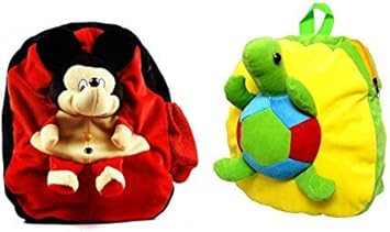 Blue Tree Soft Material School Bag for Kids Plush Backpack Cartoon Toy | Childrens Gifts Boy/Girl/Baby/ Decor School Bag for Kids(Age 2 to 6 Year) (Mickey&Tortoise)