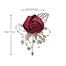 6 Pieces Handmade Groomsmen Silkflower Burgundy Rose Boutonniere Pin for Wedding Suit Groom Groomsmen Brooch Rose with Pearls Boutonniere(Wine Red)