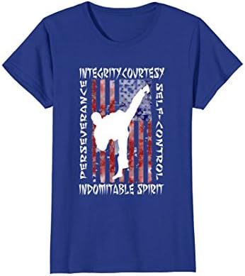 Womens Taekwondo Shirt 5 Tenets Taekwon-do Martial Arts Kick White XL Royal Blue