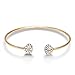 Yellow Gold Plated Brass Open Bangle Bracelet with Crystal End Piece