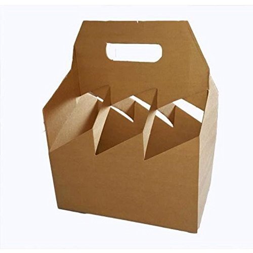 6 Pack Beer Bottle Carrier, Kraft Beer Holder, Durable Six Pack Box for
