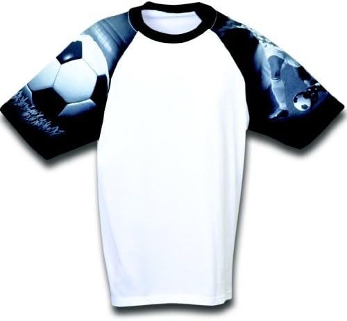 Soccer Youth Designer T-Shirt from Everyday Life (Youth Large, White/Black)