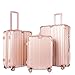 Timoo Luggage 3 Piece Set Light Weight Anti-Scratch ABS+PC Suitcase Set with Spinner Wheels TSA Lock, 20 24 28, Rose Gold