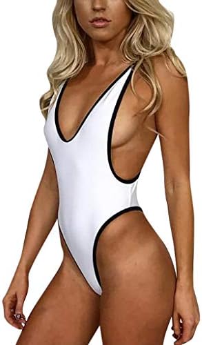 JMETRIC One Piece Women V Neck Thong Bikini Monokini Swimsuit Swimwear Bathing Beachwear
