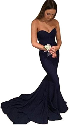 Women's Simple Mermaid Long Prom Dresses Bridesmaid Gowns for Wedding with Train