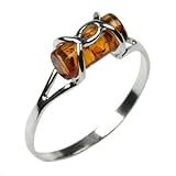 Amber and Sterling Silver Designer Ring