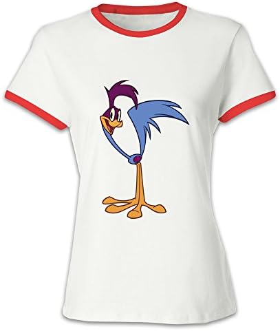 Short Sleeve The Road Runner 100% Cotton Contrast Color T-shirt For Female Red L