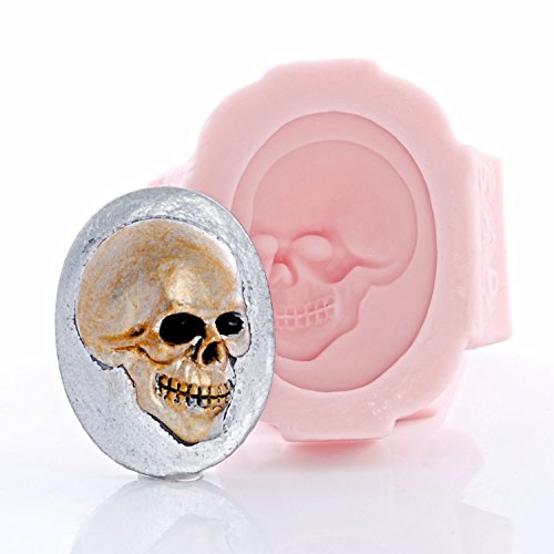 Gothic Skull Cameo Silicone Mold Food Safe Fondant, Chocolate, Candy, Resin, Polymer Clay, Jewelry, Craft Mold - Thumbnail 3