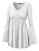 Made By Johnny WT1159 Womens V Neck Long Sleeve Empire Waist Tunic Top XXL White