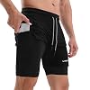 Lixada 2-in-1 Hardloopshorts voor Heren met Zakken, voor Gymnastiektraining, met Handdoeklus, Sneldrogend…