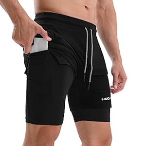Lixada 2-in-1 Hardloopshorts voor Heren met Zakken, voor Gymnastiektraining, met Handdoeklus, Sneldrogend…