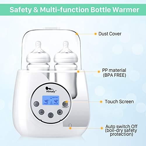 Baby Bottle Warmer, Himaly Bottle Sterilizer 6 in 1 BPA-Free Bottle Warmer with Rapid Heating Warm Milk Formula Heat Food Defrost, LED Display and Accurate Temperature Control, Fit Most Baby Bottles