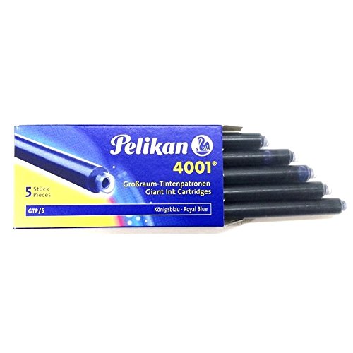Pelikan 4001 GTP/5 Ink Cartridges for Fountain Pens, Royal Blue, 1.4ml, 5 Pack (310748)