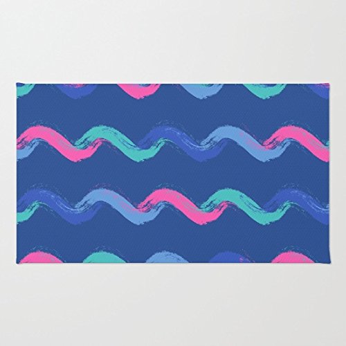 Poppylife Happy Vibes Blue Pattern Print Area Rugs Front Door Mats Capet 20