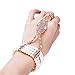Coucoland 1920s Flapper Bracelet Ring Set Roaring 20s The Great Gatsby Austrian Crystals Imitation Pearl Bracelet Accessory (Rose Gold)