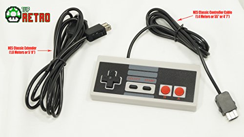 Nintendo NES Mini Classic Controller AND 6-Foot Cable Extender Bundle Pack. By 1UP Retro. Gamepad and Extender for the 2016 NES Mini System.