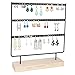 Earing Holder Organizer, 3-Tier Stud Earring Organizer Earring Stand, Earring Holders for Jewelry Display, 69 Holes Wooden Base Jewelry Organizer for Hanging Earrings(Black)