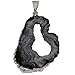 Agate Pendant Jewelry, Geode Slice, a Unique Polished Natural Stone from Brazil, with a Center of Druzy Crystals, Medium Size Between 1 1/4