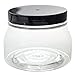 JUVITUS 8 oz Tuscany Clear Plastic Jar PET with Black Smooth Lid (6 pack)