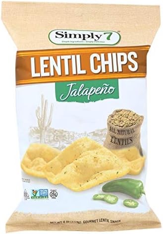 Simply 7 Lentil Chips - Jalapeno - Case of 12 - 4 oz.