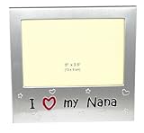 benerini I Love My Nana ' - Expressions Photo Picture Frame Gift - 5 x 3.5 - Brushed Aluminum Satin Silver Color