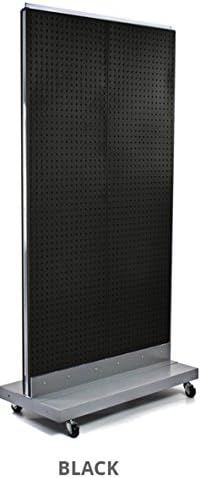 New Black Pegboard Floor Stand with Silver Metal Wheeled Base 32"w x 60" h