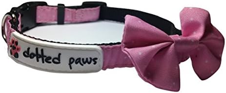 Dotted Paws Dog Collar Bow Tie Padded Cute Polka Dots Comfortable Neoprene Fabric for Ruffed Adventures