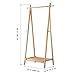 LANGRIA Foldable Bamboo Clothes Laundry Rack with Vertical Hanging Rod Two Side Hooks and Lower Shoe Shelf for Extra Storage Space A-Frame Design Garment Stand (Bamboo Natural Color)