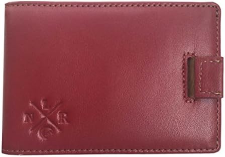 Slim Leather Money Clip Wallet - Minimalist Money Clip with Pull Tabs for Cards - Bifold Leather Wallet - Front Pocket Wallet, Perfect for Travel (Red)
