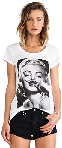 Haoduoyi 2014 New Fashion Women Cotton Tee Tops Short Sleeve T-shirt (S, White-Marilyn Monroe)