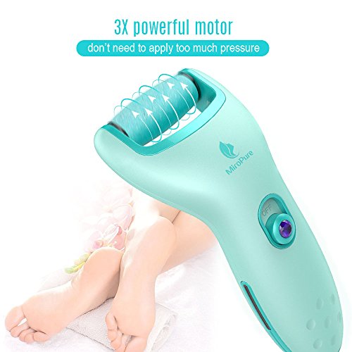 MiroPure Electric Callus Remover, Professional Wet and Dry 100% Waterproof and 3X Powerful Pedicure Foot File for Dead Hard Cracked Skin, Coarse and Fine 2 Roller Heads and Cleaning Brush - Thumbnail 2