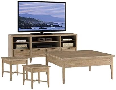 Home Square 4 Piece Living Room Set with TV Stand, Coffee Table, and (Set of 2) End Tables in Distressed Cambria